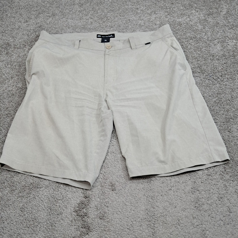 TravisMathew Mens Beige Khaki Performance Golf Shorts Size 38 Stretch 8247